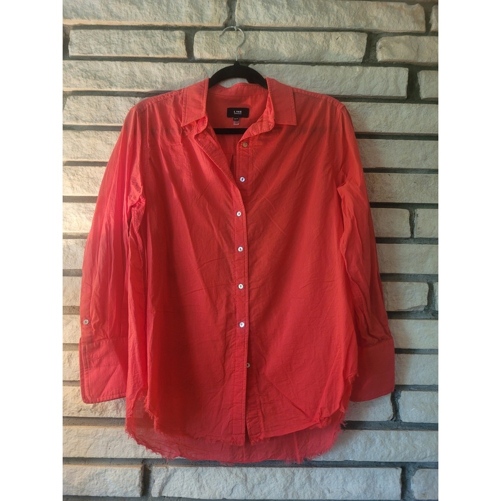 Line 100% Cotton Coral Red Button Up Size XS